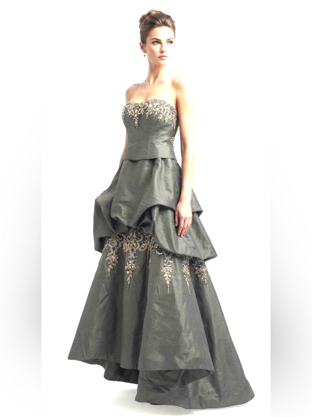 Ysa Makino Embellished Black Tiered Maxi Dress 6